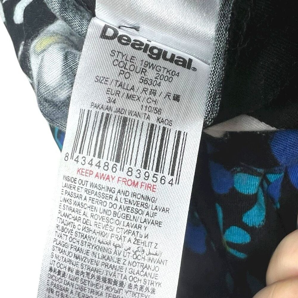 Desigual Girls Long Sleeve Floral Top Size 3/4 Multicolor Flower Print Sequins - Picture 3 of 4